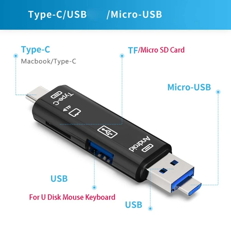 Micro usb Тип C USB TF считыватель карт OTG концентратор адаптер для телефонов MacBook