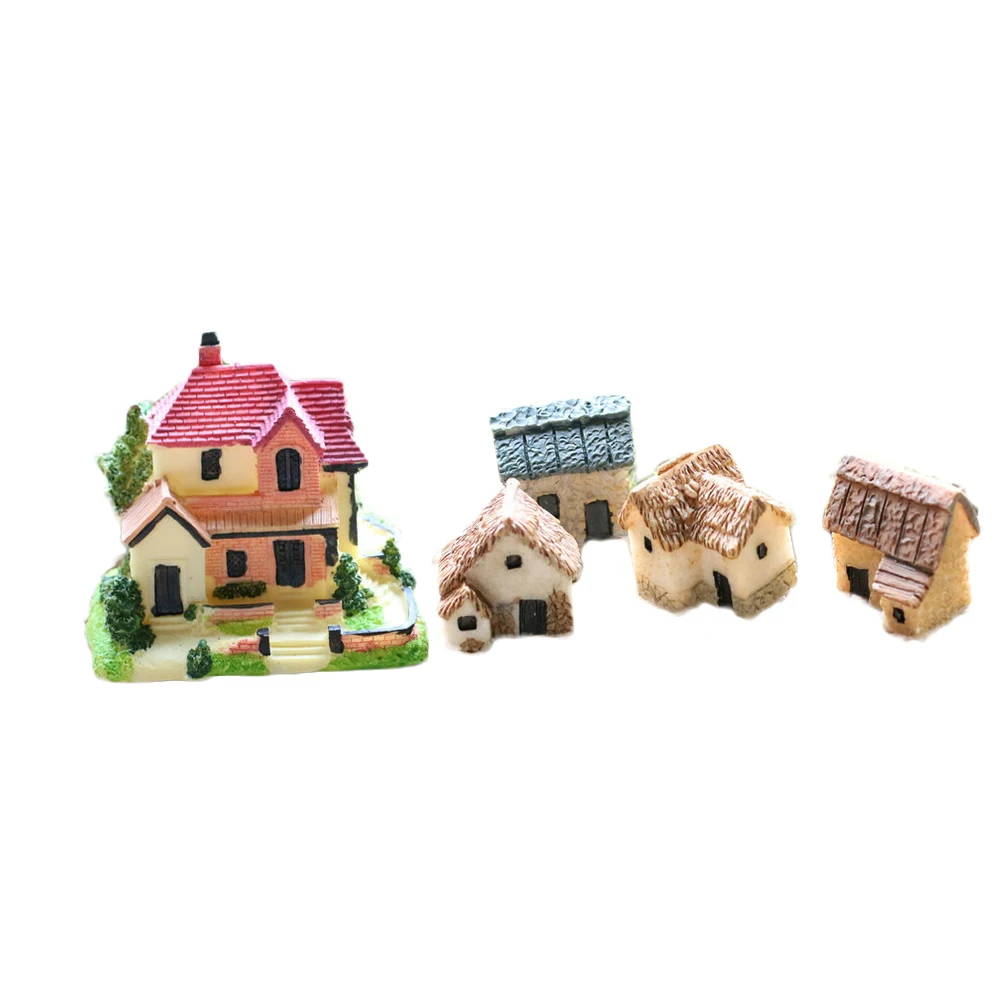 

5pcs Ultra Small Cabin Castle Landscaping Ornaments Miniature Micro Landscape Bonsai Fairy DIY Decor (Random Color And Style)