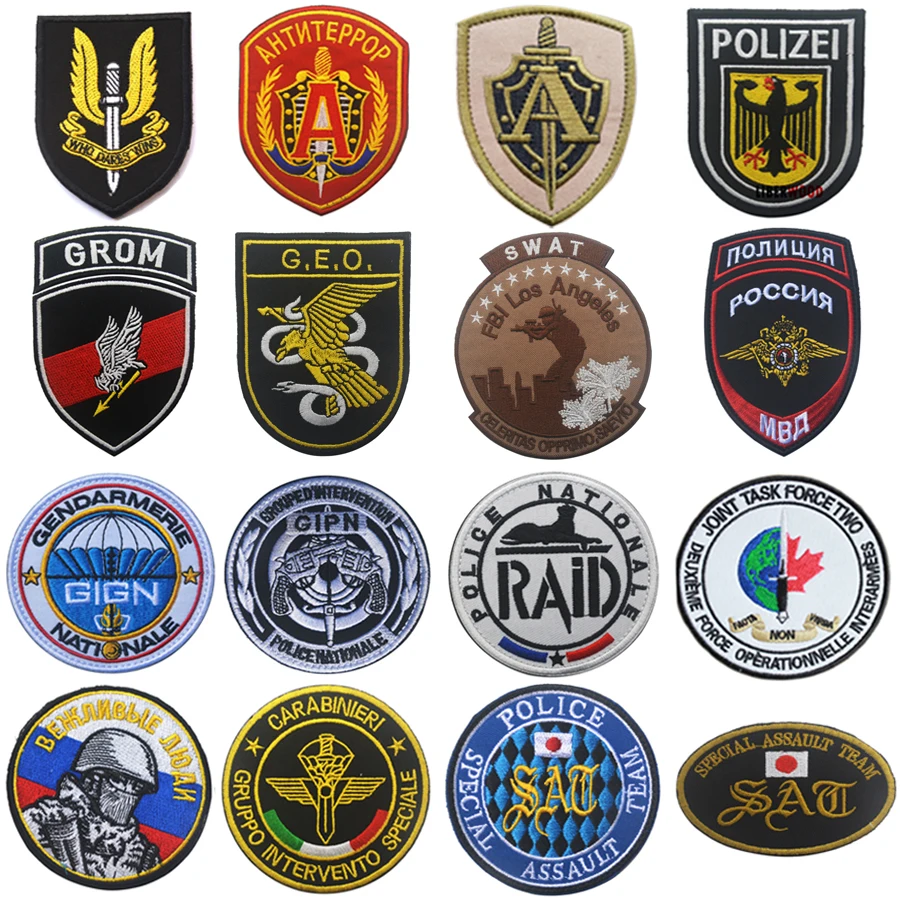 

SPECIAL FORCE OPS SAS ALFA POLICE GROM GEO GIGN GIS SAT Patch Army Military Morale Patch Tactical Combat Emblem Applique Badges