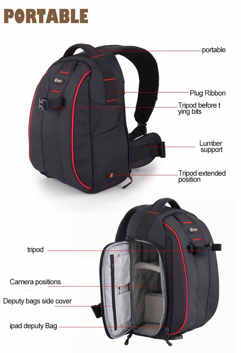 Новая камера аксессуары портативный многофункциональный большой размер для SLR сумка для фотоаппарата/Чехол Водонепроницаемый Экшн-камера фото рюкзак