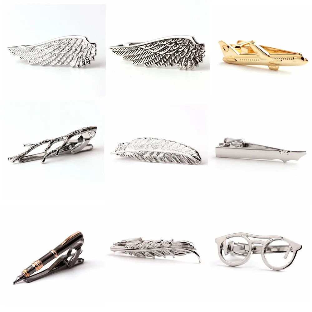 

Angel wings men black tie clip