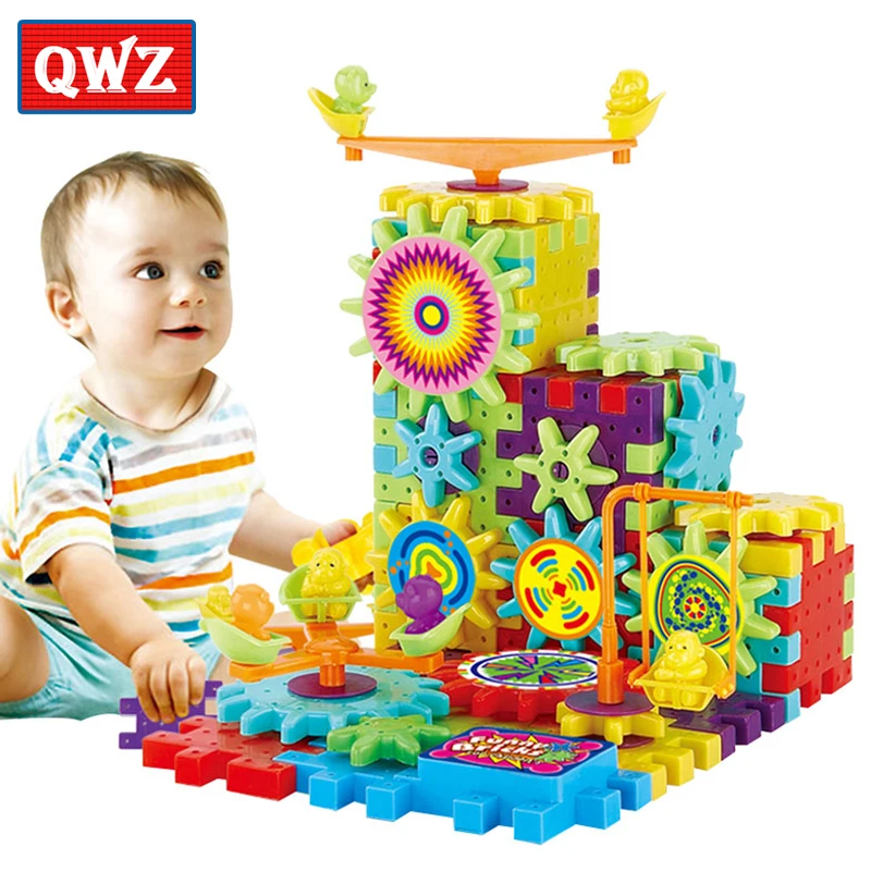 

QWZ 81 Pieces Electric Gears 3D Puzzle Building Kits Plastic Bricks Educational Toys For Kids Toys For Children Christmas Gift