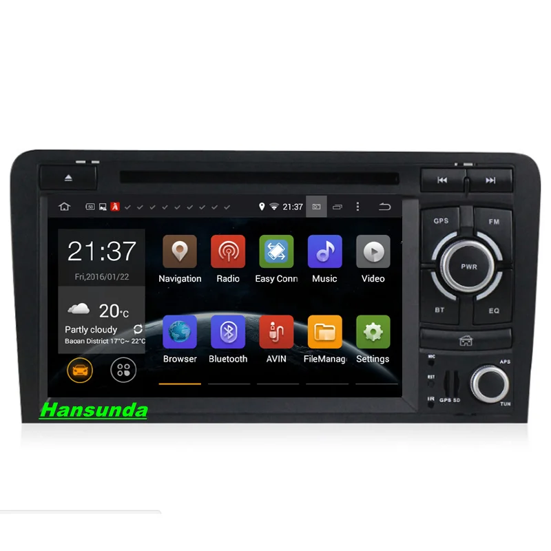Excellent Android 7.1 CPU Quad Core 2G+16G Car DVD Player For Audi A3  S3 with CAN BUS 3G 4G Wifi  Radio GPS Navigation Buetooth DAB ODB 1
