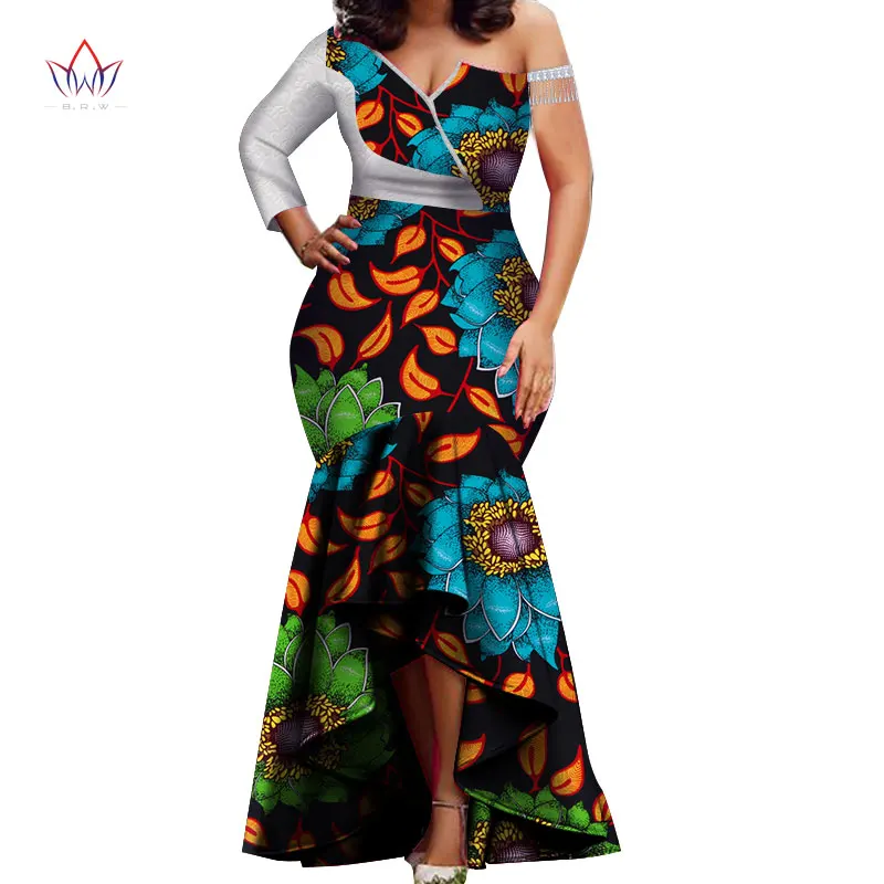 Весенние новые модные африканские платья для женщин Дашики кружева пэчворк традиционная африканская одежда Вечерние платья WY3714 - Цвет: 1
