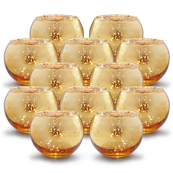 

12pcs/set Gold Glass Candle Nordic Candlestick Cup Aroma Crushed Gold Glass XH8Z