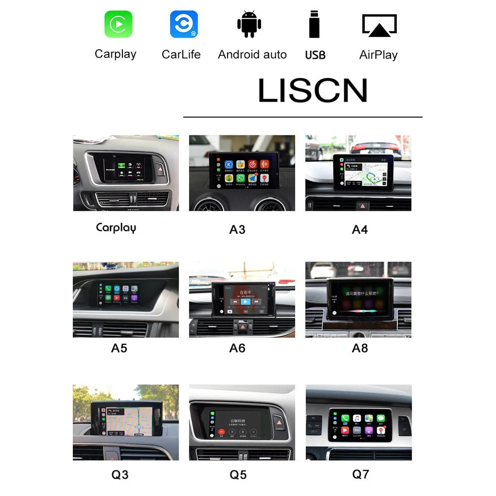 For Audi A8 S8 D3 4E 2009~2019 Wireless Carplay box Rear camera Carplay Interface Original scree Android carlife Improve