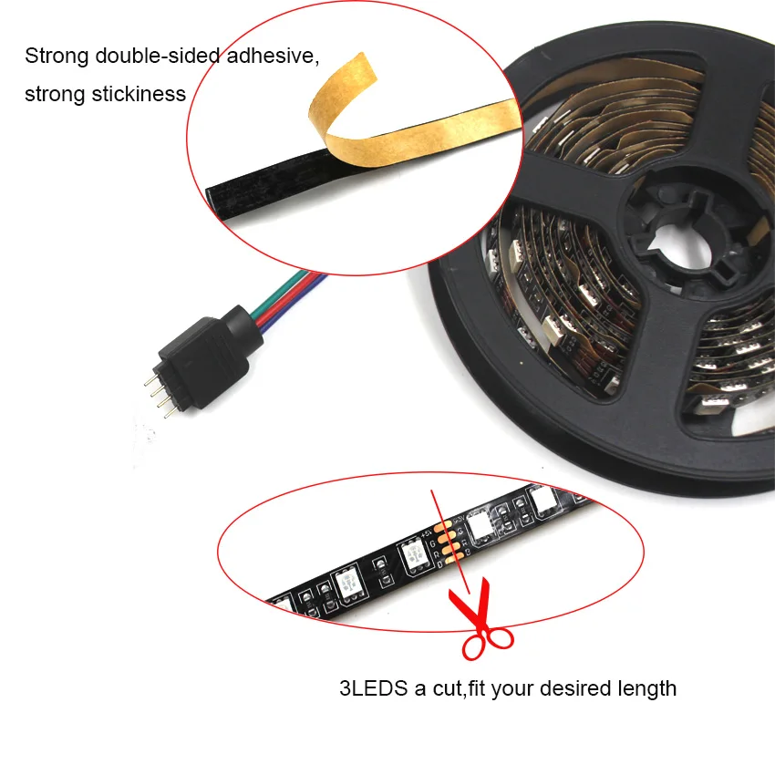 IKVVT 5V 1M 2M не водонепроницаемый 5050 RGB USB кабель светодиодные полосы света 17 ключей RF