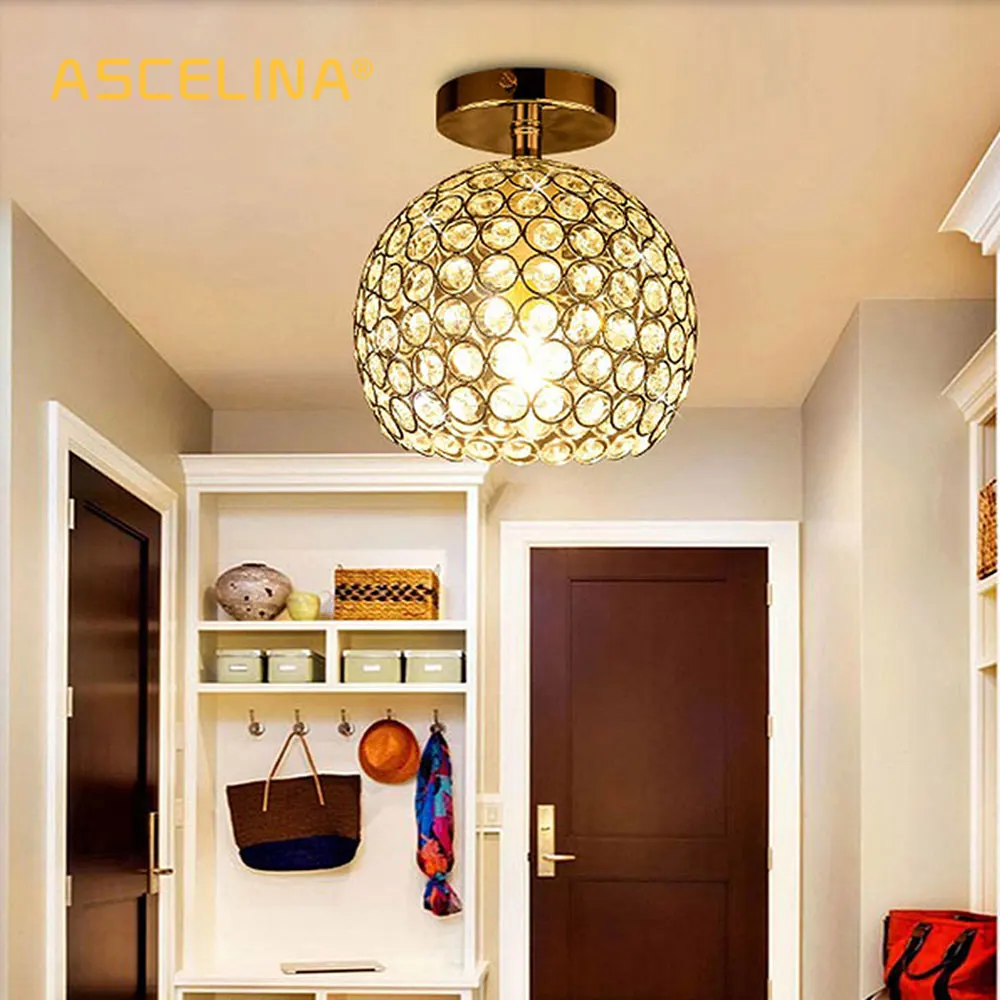 ASCELINA светодиодный современный потолочный светильник с хрустальным абажуром, потолочные лампы для гостиной, Домашний Светильник, светильники E27 85-260 В