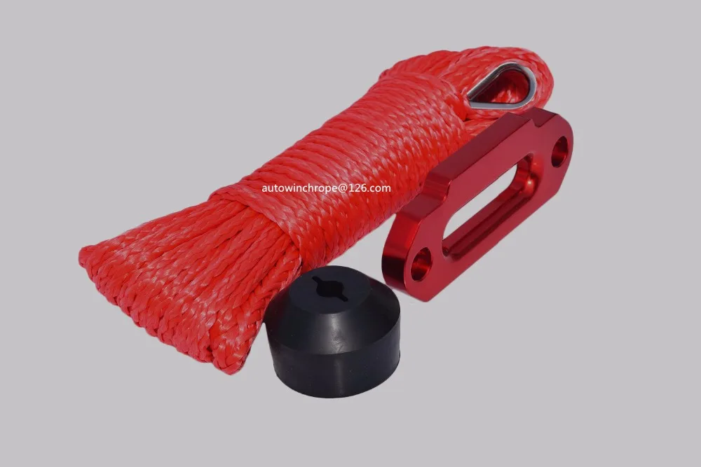 6mm*15m Red ATV Winch Line add Hawse Fairlead add Winch Stopper,ATV
