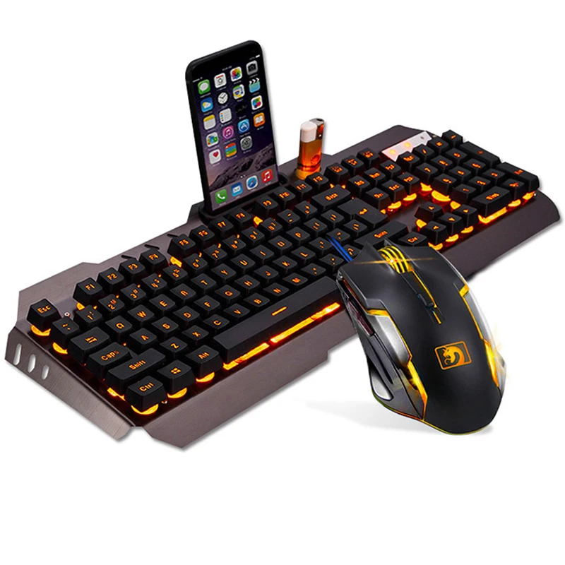 

Technology USB Wired Gaming Keyboard LED Backlit Multimedia Ergonomic Keyboard Mouse Combo for Tablet Desktop Russian Sticker