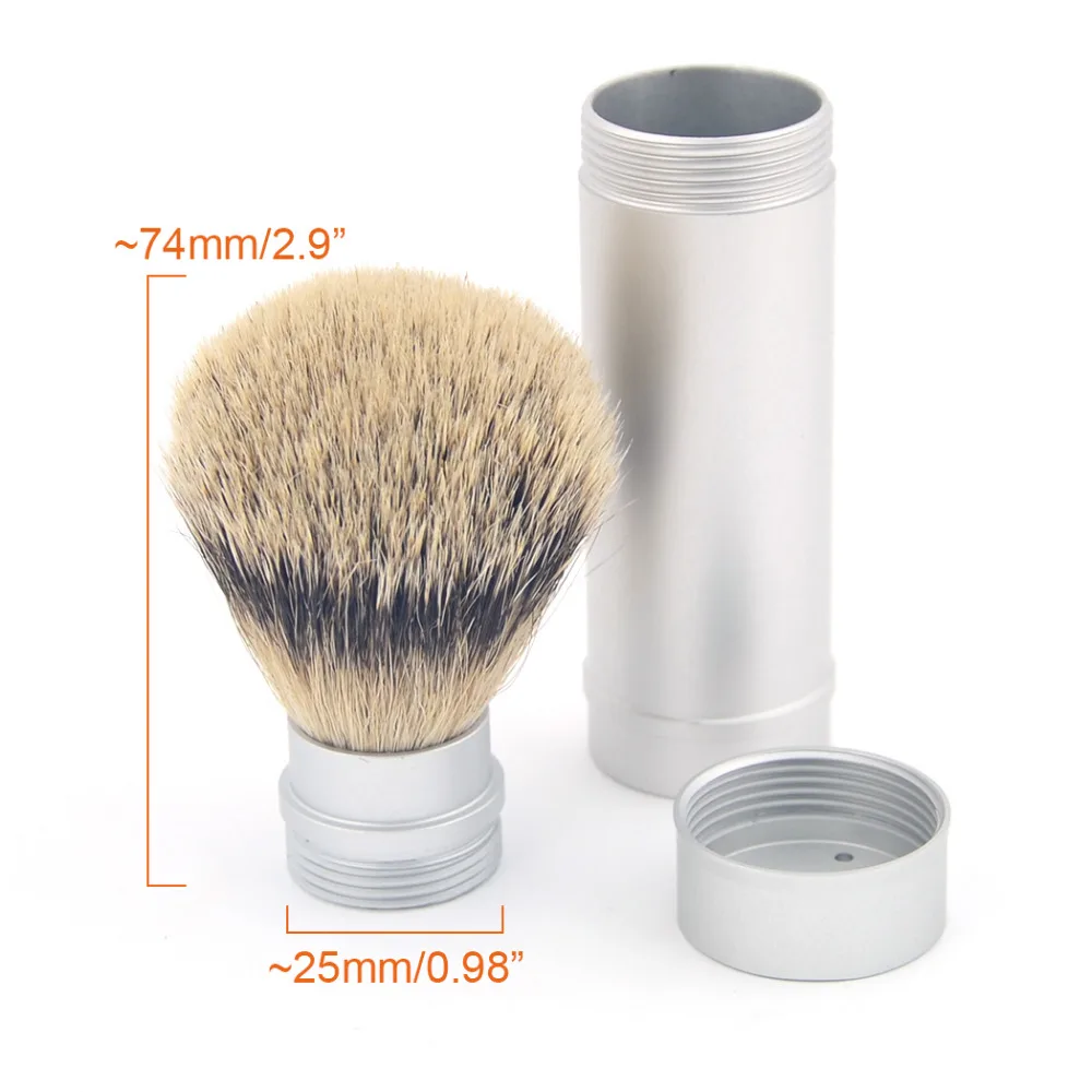 

ZY Men's Travel Silvertip Shaving Brush Customized Persional Beard Cleaning Brush Aluminum Tube Handle Case Lightweight