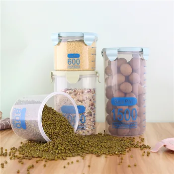 

Transparent plastic food sealed jar with lid snack storage box five cereals food storage jar