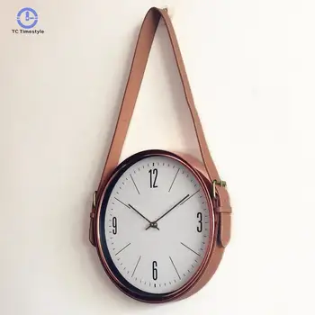 

Home Decoration Wall Clock Bedroom Mute Clock European Creative Belt Wall Clock Modern Rose Gold Metal watches