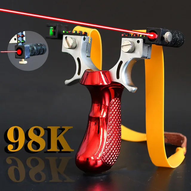 US $10.55 New high-power high-precision new outdoor hunting slingshot laser aiming slingshot with flat rubber