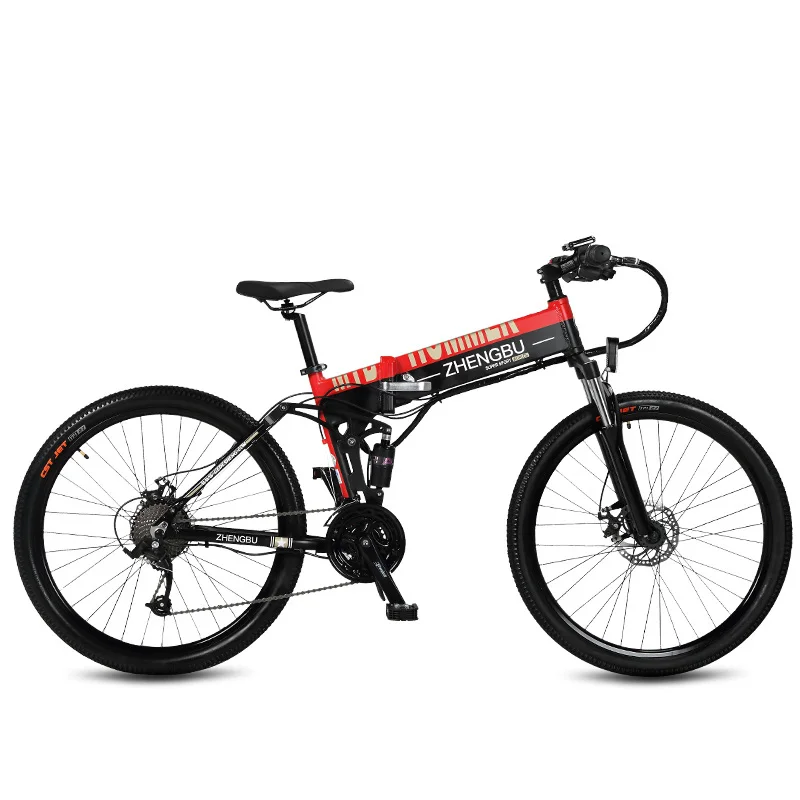 Top 27 Speeds, 26", Folding Electric Bicycle, 48V/10A, 240W, Aluminum Alloy Frame & Rim, Full Suspension, E Bike, Mountain Bike. 23