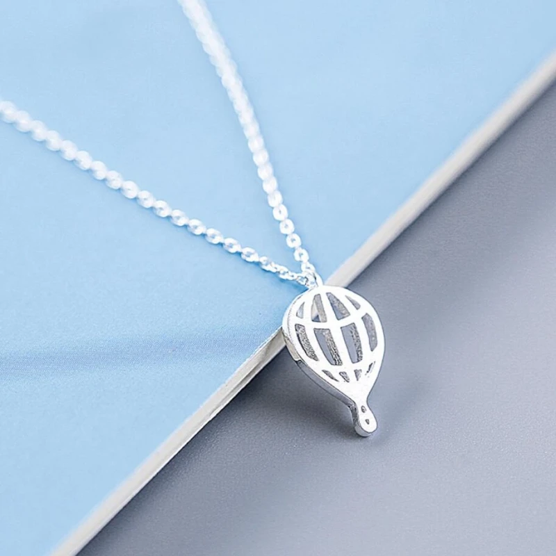 

Hot Air Balloon Korea Simple Wild 925 Sterling Silver Clavicle Chain Temperament Personality Trendy Female Necklace SNE215