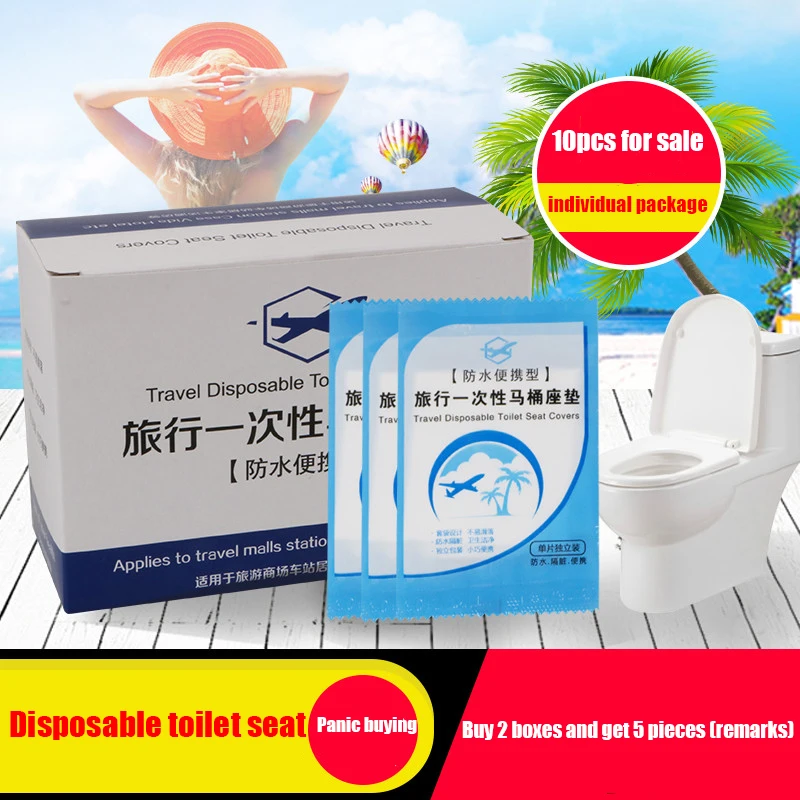 

10Pcs Disposable Toilet Seat Cover Mat Portable 100% Waterproof Safety Toilet Seat Pad For Travel/Camping Bathroom Accessiories