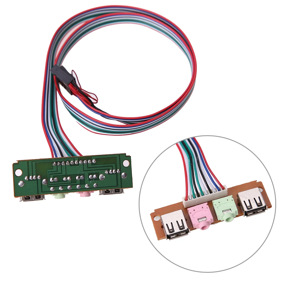 

2 USB 2.0 PC Computer Case Front Panel USB Audio Jacks Port Desktop PC USB Extension Wire for Microphone Earphone Cable Cord