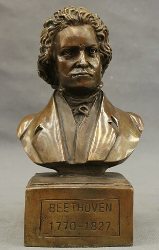 

JP S0114 8" China Chinese Bronze Copper Carved Germany Musician Beethoven Head Statue B0403