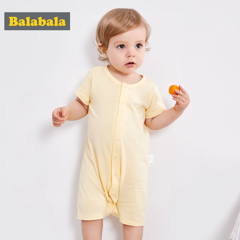 

Balabala Unisex Newborn Rompers 100% Cotton Snap Jumpsuits 2018 Summer Short Sleeves Infant Baby jumpsuits Climb Clothes