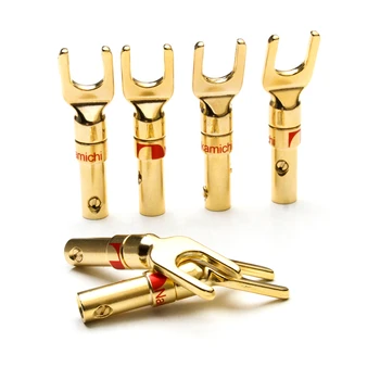 

12PCS Y/U- type Banana Plug Gold Plated Copper For Electrical Equipment Interpolation Cable Audio Connectors Wire Adapters