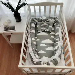 Детское гнездо кровать 100% хлопок портативный мультфильм дизайн съемный ребенок разделительная Кровать Мягкая Колыбель Bebe кровать с