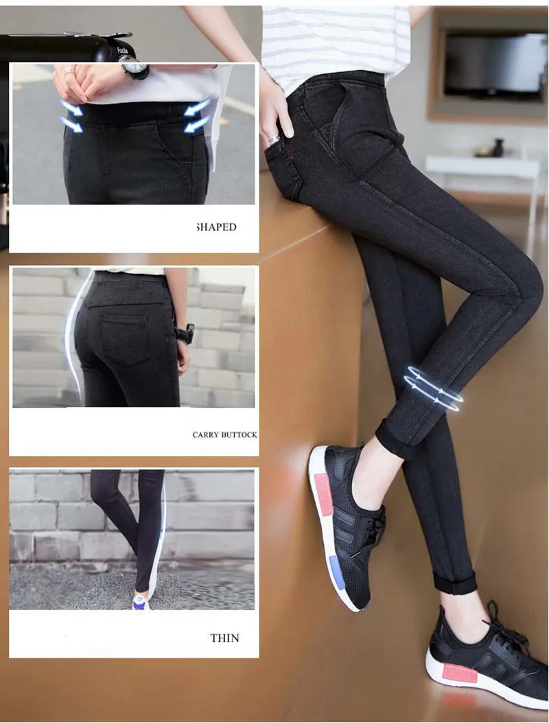 office lady OL pant solid navy black pocket skinny cotton blended pants for women elastic fitted ankle pencil leggings tiktok leggings