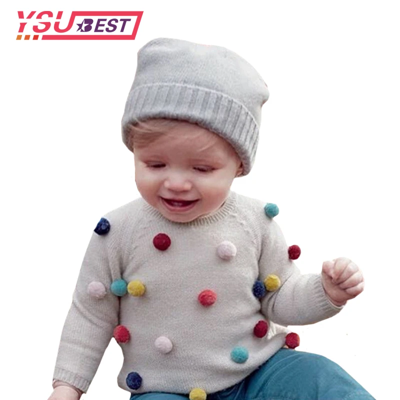 

1-5Yrs Autumn Winter Sweater Baby Toddler Girls Boys Fashion Colors Sweater Girl Clothes Kids Pompom Soft Cashmere Sweaters