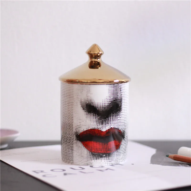 

Fornasetti Candle Holder Lina Human Face Jar Candelabra Retro Storage Bin Ceramic Cafts Home Decoration Jewerlly Storage Box