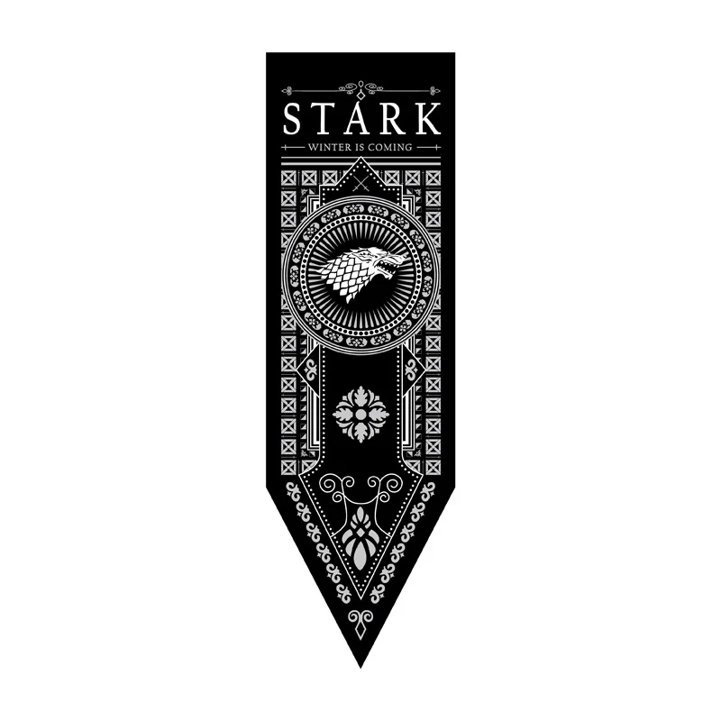 Game of Thrones Theme Fans Happy Birthday Banner Stark Flags Balloons Iron Throne Cake Topper Dragon Cupcake Adult Decoration - Цвет: Stark 45X150CM