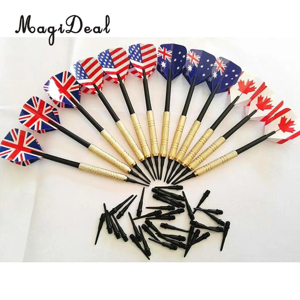 12 Pieces Professional 14 Grams Soft Tip Darts Set with Extra Plastic Tips with 4 Kinds Flights for Electronic Dartboard