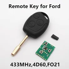New Remote Key 3 Buttons 433MHz with 4D60 Chip for FORD Focus Fiesta Mondeo C MAX Fusion Transit KA Keyless Entry FO21