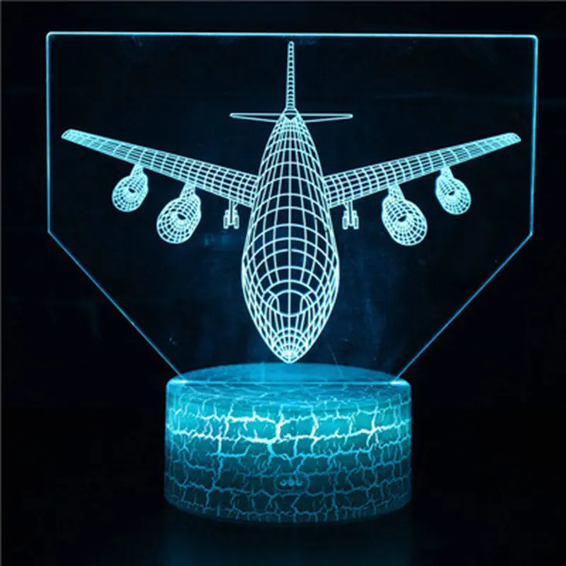 Военный самолет тема 3D лампа светодиодный ночник 7 цветов Изменение сенсорного настроения лампа Рождественский подарок Прямая