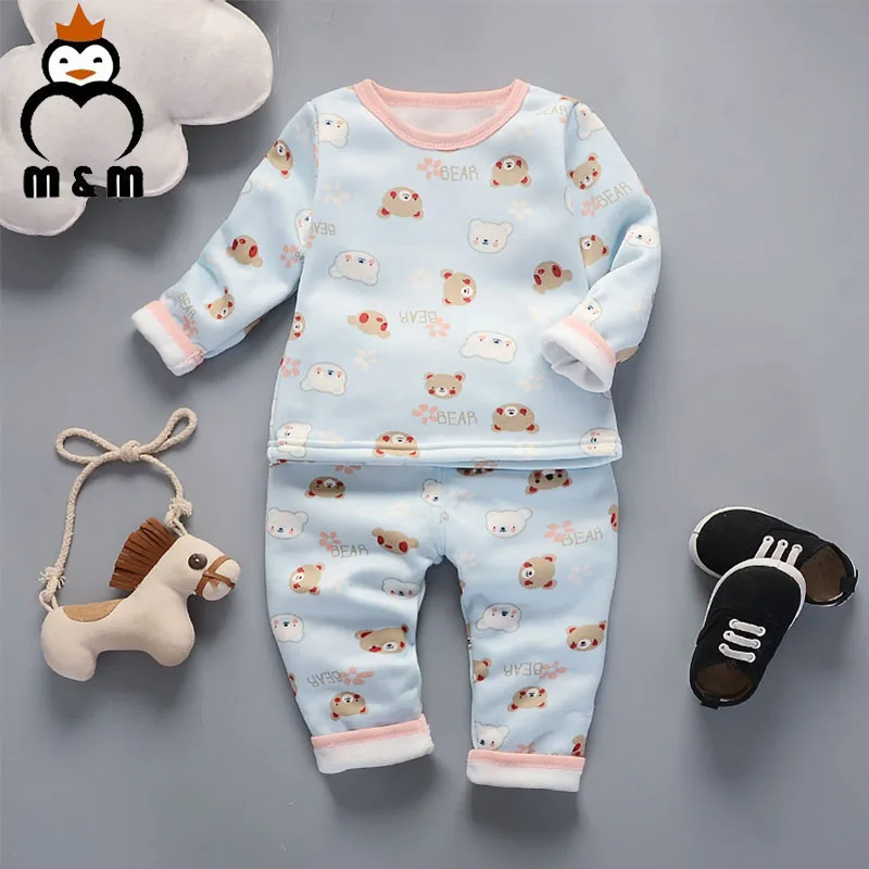 Cute Kids Thermal Winter Clothes Baby Boy Girl Cartoon Round Collar