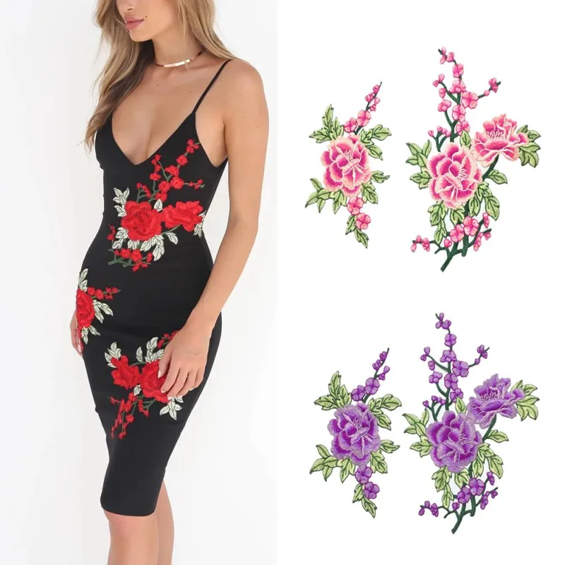 

1 set New Beautiful Embroidered Plum Blossom Flower Patches Sew on Applique Motif Craft Handmade Applique Crafts