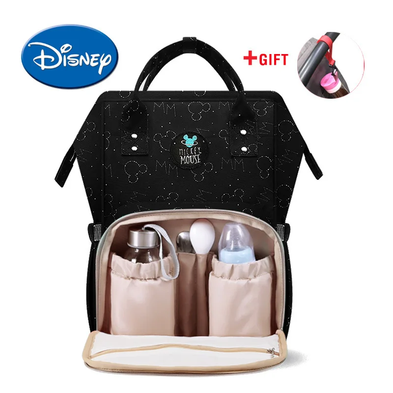 

Disney USB Heat Preservation Diaper Bag Water-proof Toddler Mommy Diaper Backpack Cartoon Micky Travel Bag