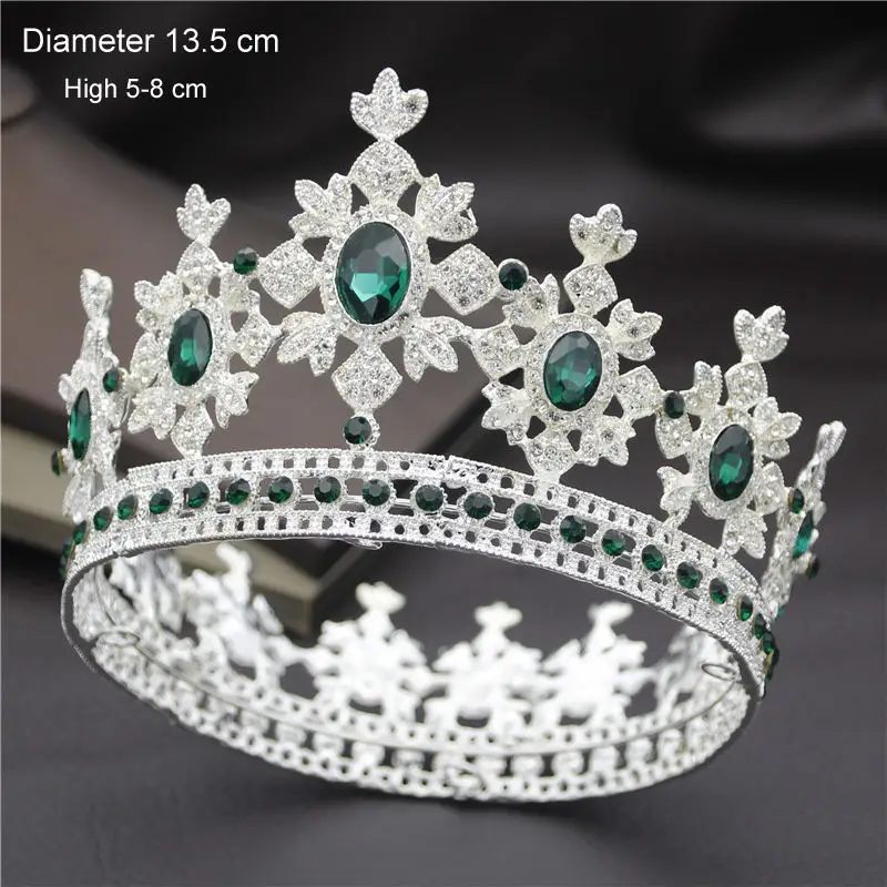 Silver Green Модные Королевский queen свадебная тиара коронки для принцессы диадема невесты корона Пром Украшения для волос Свадебные украшения для волос - Окраска металла: Silver Green