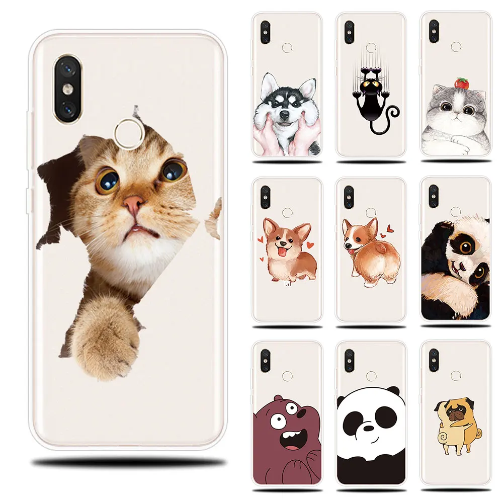 Милые собака и кошка с рисунком силиконовый чехол для телефона Xiaomi mi 5x A1 A2 6 6X Note 3 8