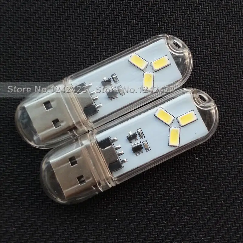 2 шт./партия USB ночное портативное зарядное устройство в виде фонарика 3 x светодиодный USB светодиодный светильник с корпусом и сенсорным переключателем включения/выключения-белый свет