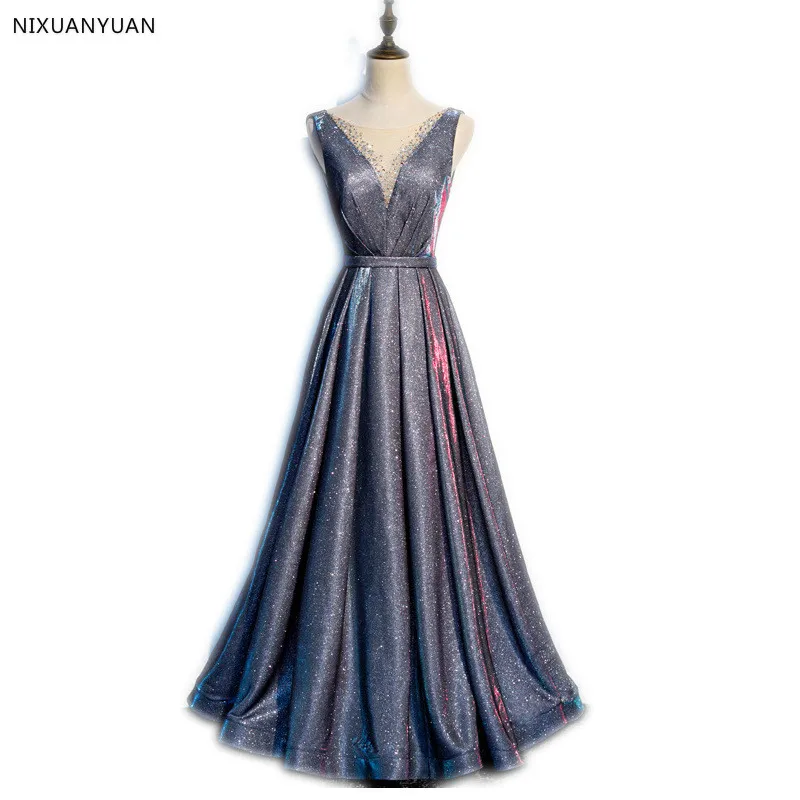 Сексуальное вечернее платье с v-образным вырезом, Robe De Soiree, высокое качество, Серый Тюль, вечерние платья с аппликацией, настоящая фотография, vestido de festa - Цвет: picture color