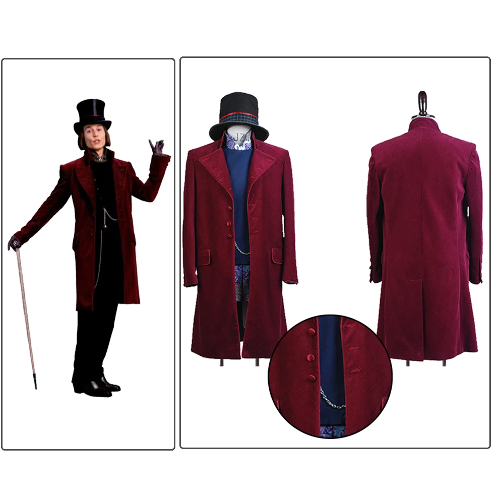 

Charlie and the Chocolate Factory Cosplay Willy Wonka Costume A full set Cosplay unifrom Costume for party halloween full set