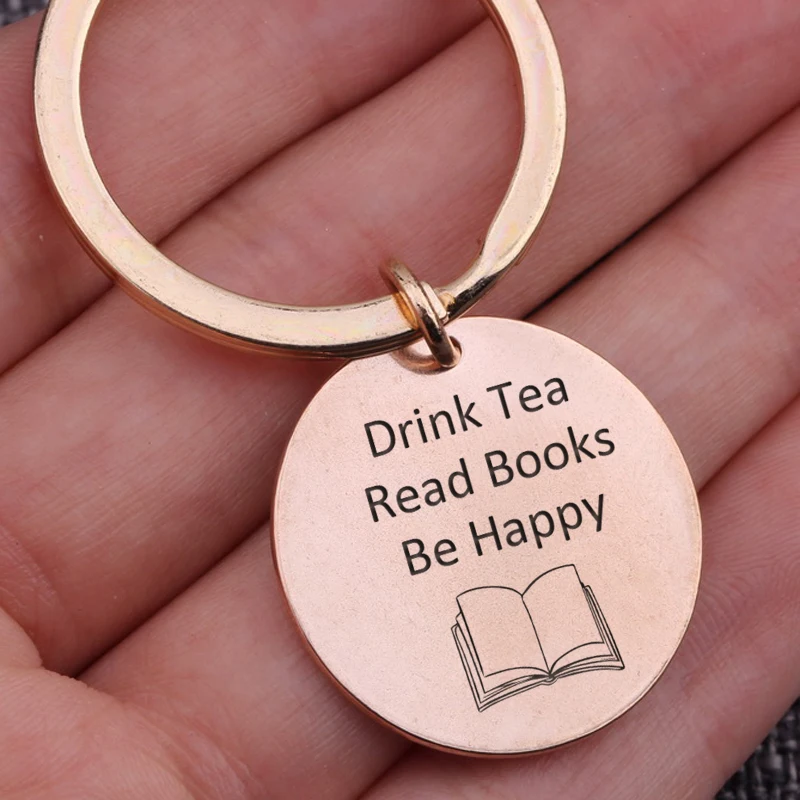Keepsake напиток чай книги для чтения быть счастливыми ювелирными подарками собственный подарок для друга чтение брелок для влюбленных книг друзей сумка Шарм Ключ бирка