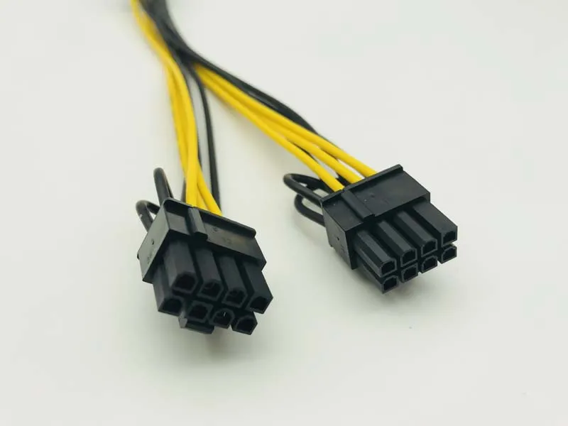 PCIE PCI-E 8p Female to 2Port Dual 8pin 6+2p Male GPU Graphics Video Card Power Cable Cord 18AWG Wire Cable for BTC Miner Mining