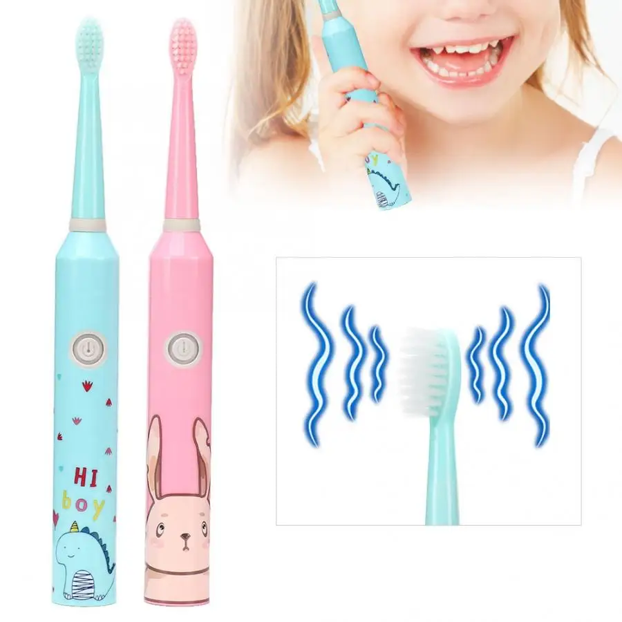 Children Electric Toothbrush Cartoon Pattern Double-sided Tooth Brush Teeth For Kids with 2pcs Replacement Head | Бытовая техника