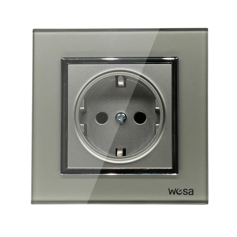 

2019 New design EU wall socket 5V 2A Grey Tempered glass frame FB-08