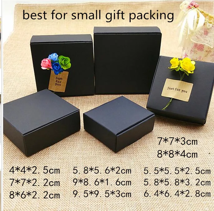 

50pcs/lot black paper packaging box carton paper box for jewelry/craft small size gift packaging box black cardboard packaging