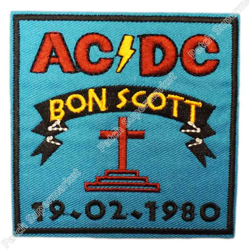 

3.5" AC/DC ACDC AC-DC BAND BON SCOTT MEMORIAL Music Band Iron On/Sew On Patch Tshirt TRANSFER MOTIF APPLIQUE Rock Punk Badge