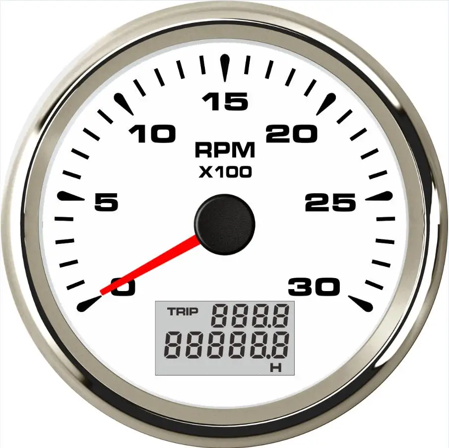 1 шт. морской 85 мм 0-3000 об./мин Тахометр настройки Sus316L ободок Rev счетчик с Odo счетчики часов ЖК-дисплей и 8 видов цвета подсветки - Цвет: white