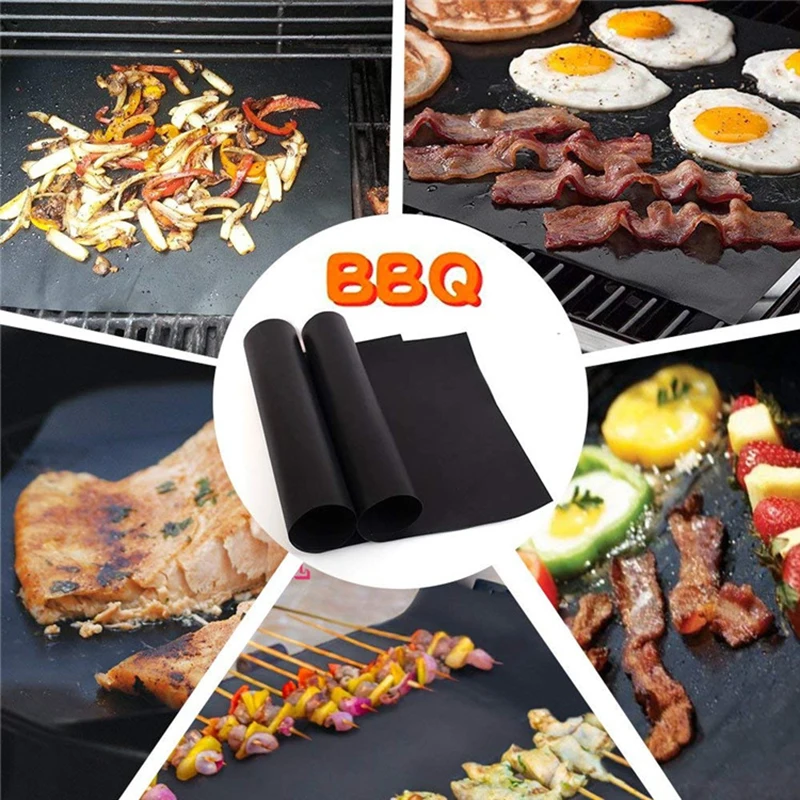 

Reusable Non-stick BBQ Grill Mat 0.2mm Thick PTFE Barbecue Baking Liners Teflon Cook Pad Microwave Oven Tool For Party Hot