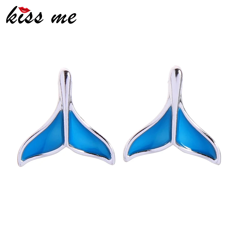 

kissme Holiday Seaside Style Unique Blue Enamel Fishtail Stud Earrings For Women Gifts Alloy Earrings Newest Fashion Accessories